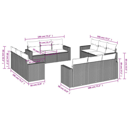 Muebles de jardín con cojines 12 PCS RACONED RESINA