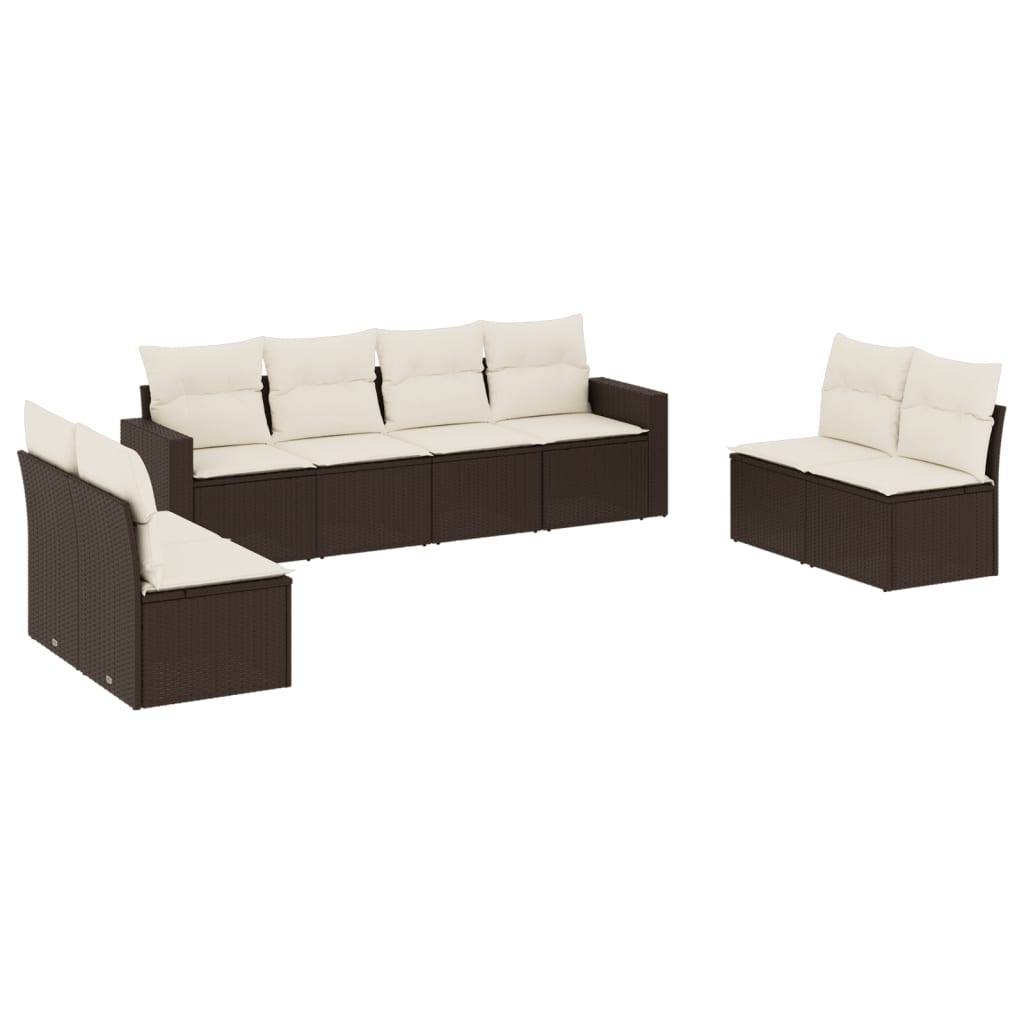 Muebles de jardín de 8 PC con cojines de resina marrón trenzado