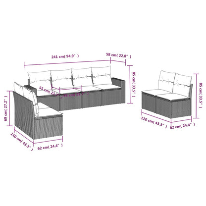 Muebles de jardín de 8 PC con cojines de resina marrón trenzado