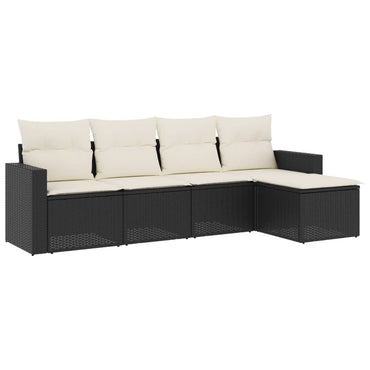 Muebles de jardín de 5 PC con cojines de resina trenzado negro