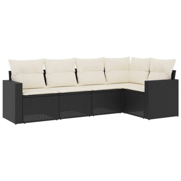 Muebles de jardín de 5 PC con cojines de resina trenzado negro