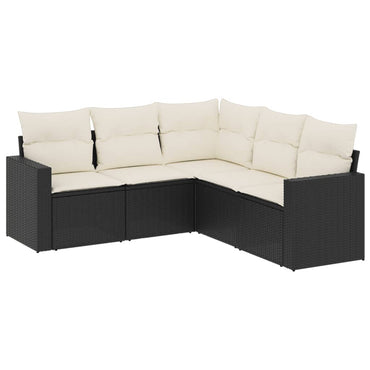 Muebles de jardín de 5 PC con cojines de resina trenzado negro