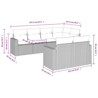 Muebles de jardín con cojines 7 PCS RACONED RESINA