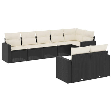 8 PCS Muebles de jardín con cojines de resina trenzado negro