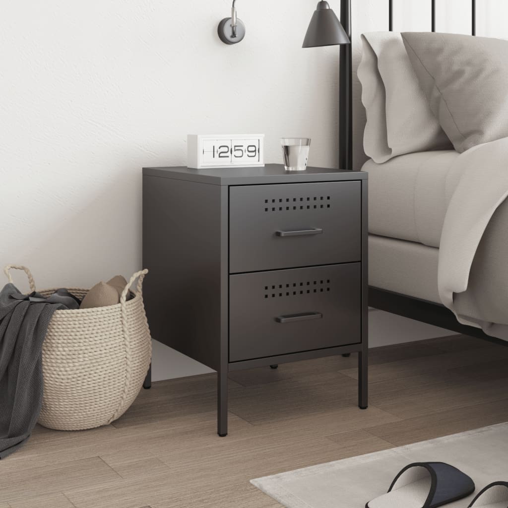 Black bedside table 36x39x50.5 cm steel