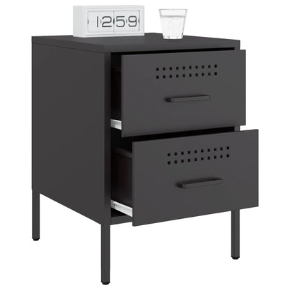 Black bedside table 36x39x50.5 cm steel