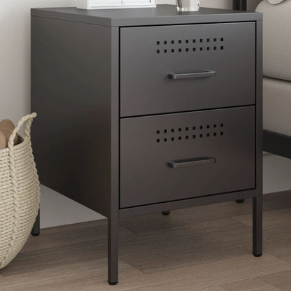 Black bedside table 36x39x50.5 cm steel