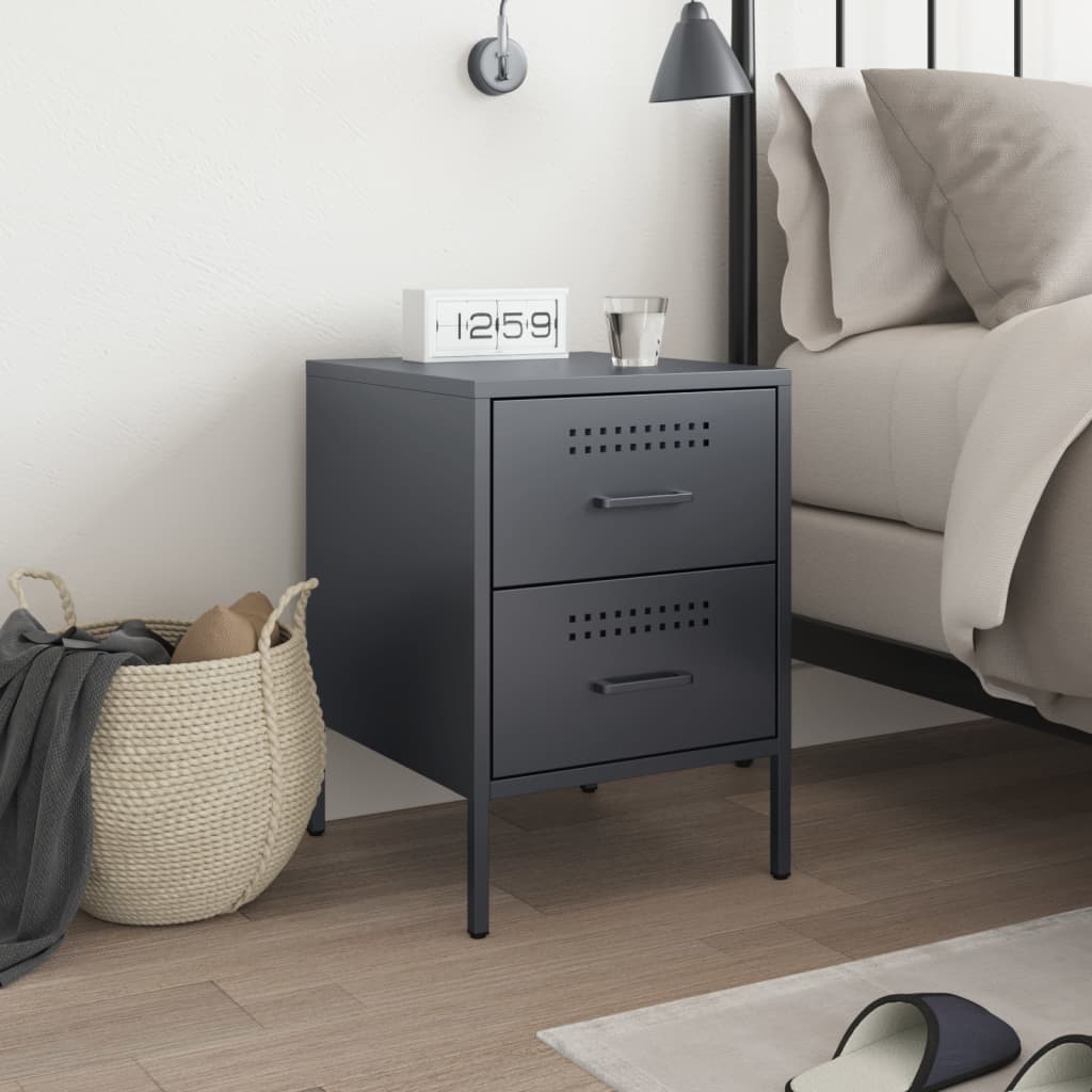 Anthracite bedside table 36x39x50.5 cm steel