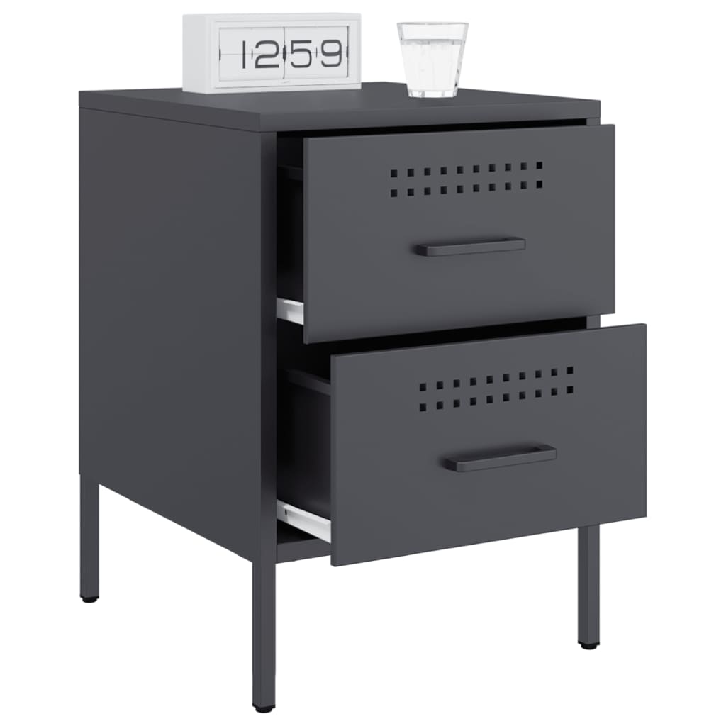 Anthracite bedside table 36x39x50.5 cm steel