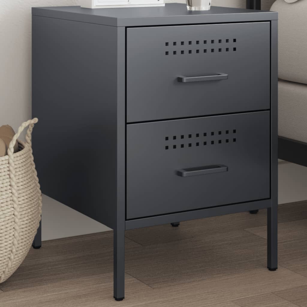 Anthracite bedside table 36x39x50.5 cm steel