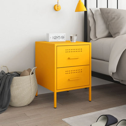 Mustard yellow bedside table 36x39x50.5 cm steel