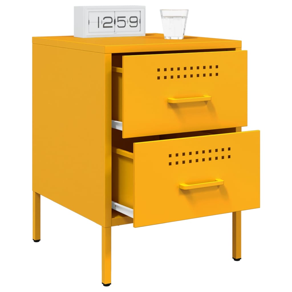 Mustard yellow bedside table 36x39x50.5 cm steel