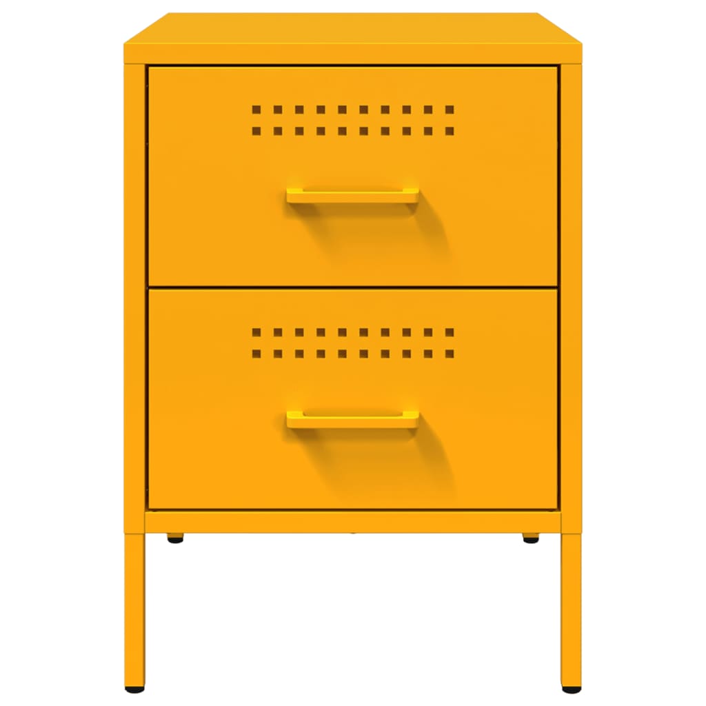 Mustard yellow bedside table 36x39x50.5 cm steel