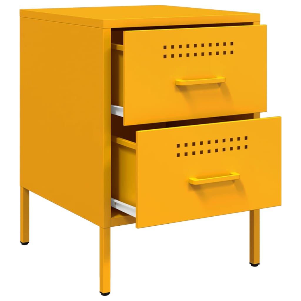 Mustard yellow bedside table 36x39x50.5 cm steel