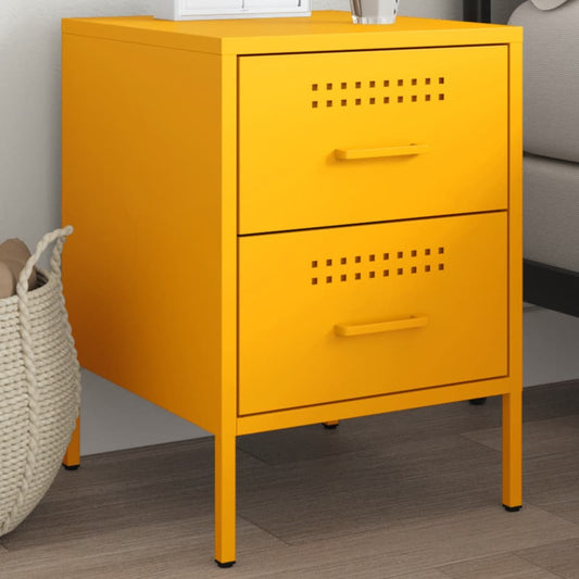 Mustard yellow bedside table 36x39x50.5 cm steel