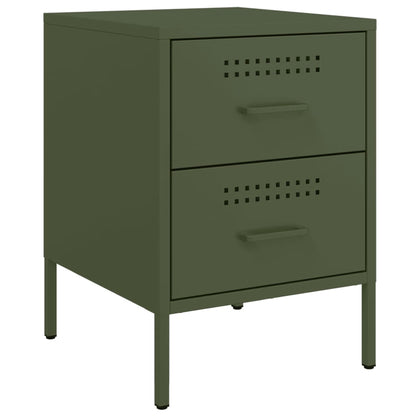 Olive green bedside table 36x39x50.5 cm steel