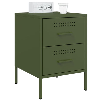 Olive green bedside table 36x39x50.5 cm steel