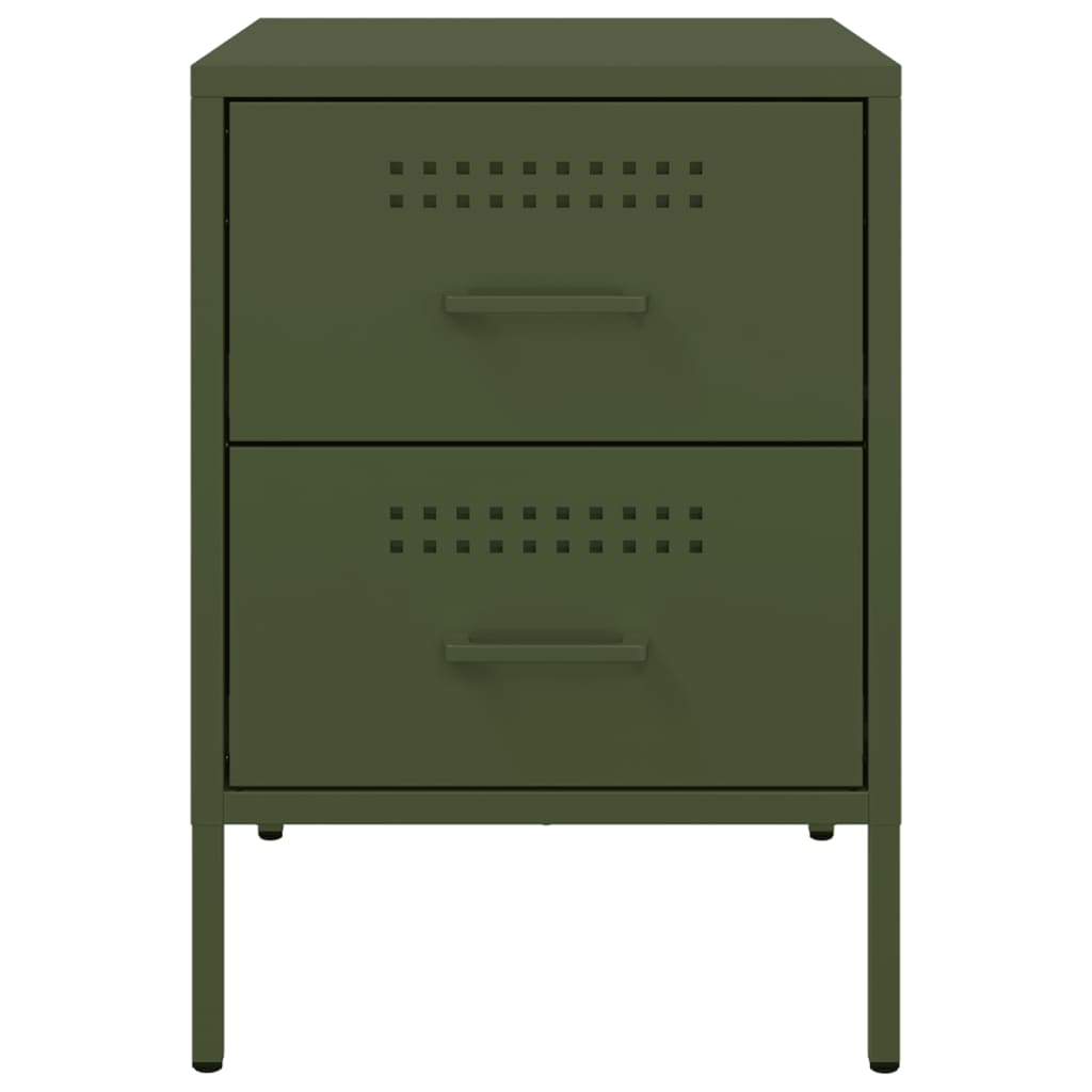 Olive green bedside table 36x39x50.5 cm steel