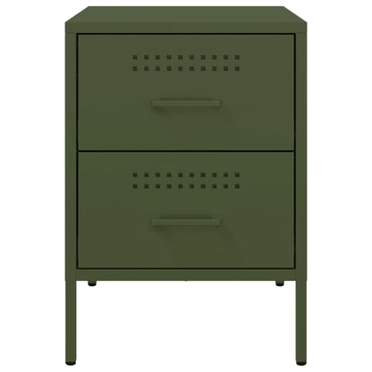 Olive green bedside table 36x39x50.5 cm steel