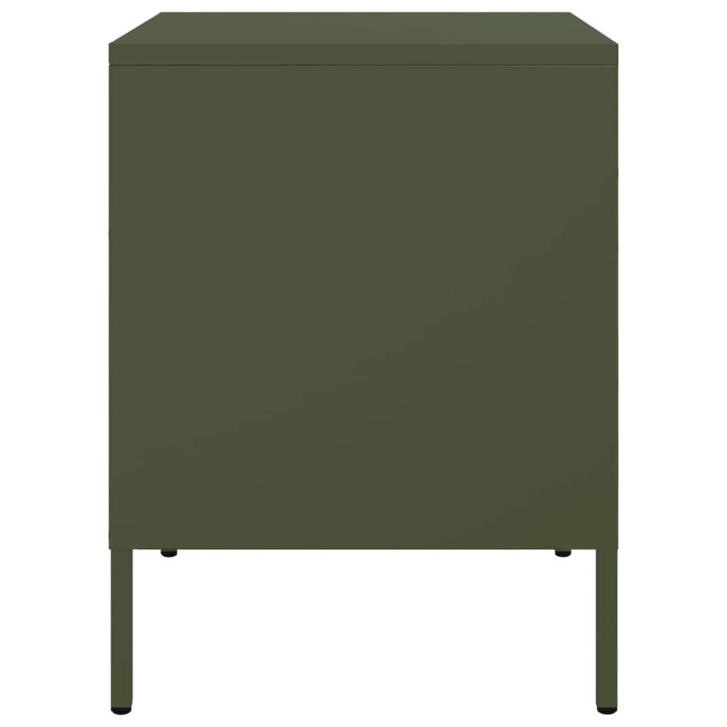 Olive green bedside table 36x39x50.5 cm steel