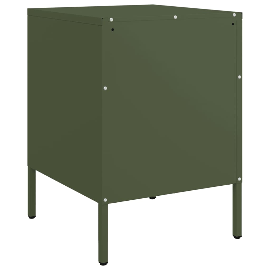 Olive green bedside table 36x39x50.5 cm steel