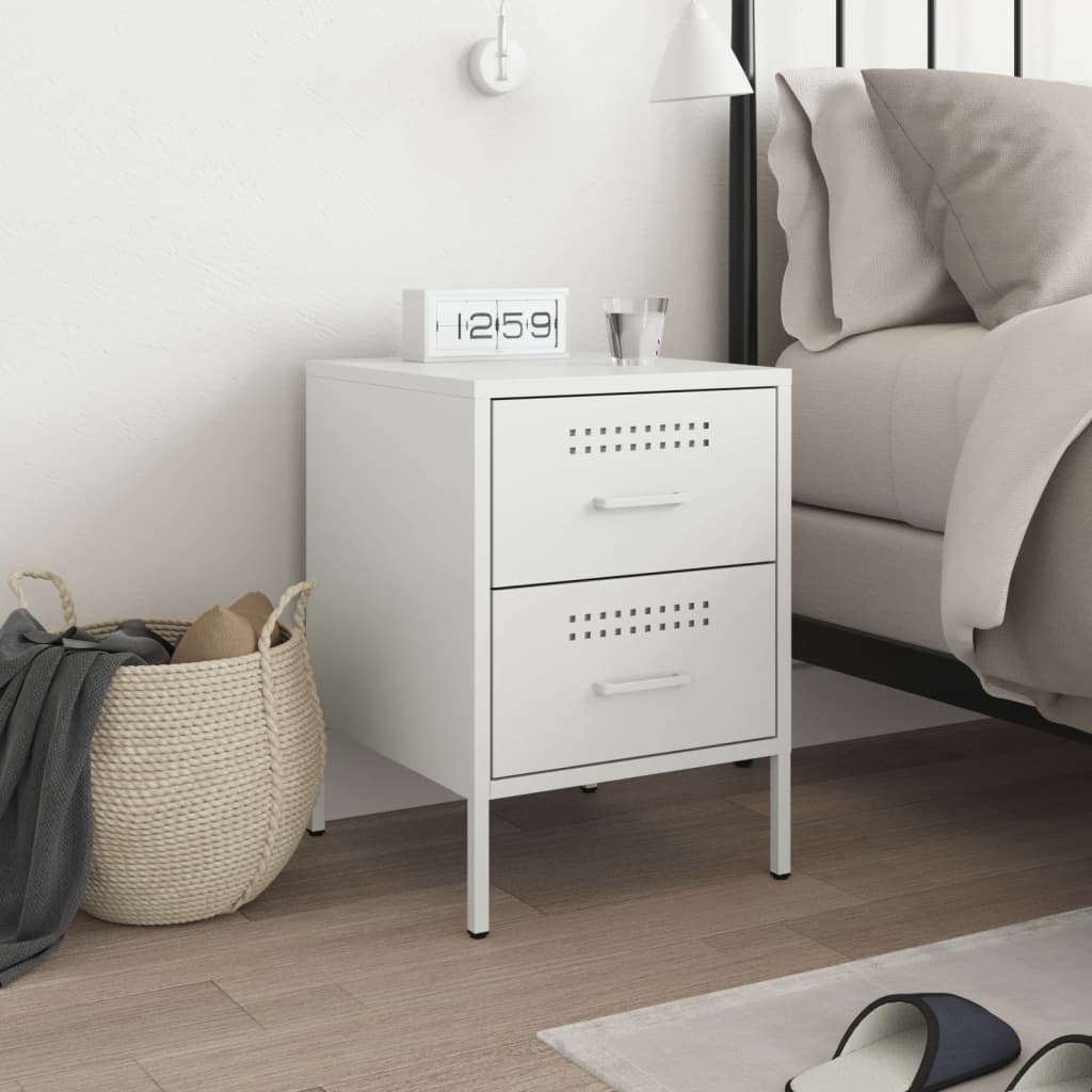 White bedside table 36x39x50.5 cm steel