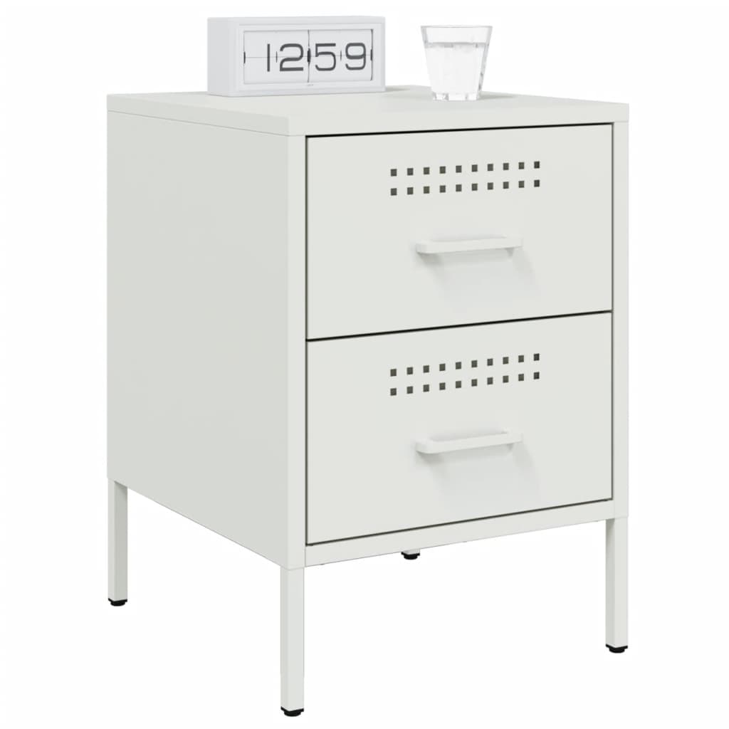 White bedside table 36x39x50.5 cm steel