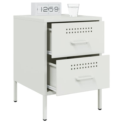 White bedside table 36x39x50.5 cm steel