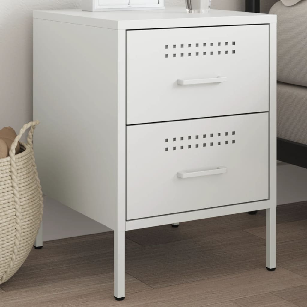 White bedside table 36x39x50.5 cm steel