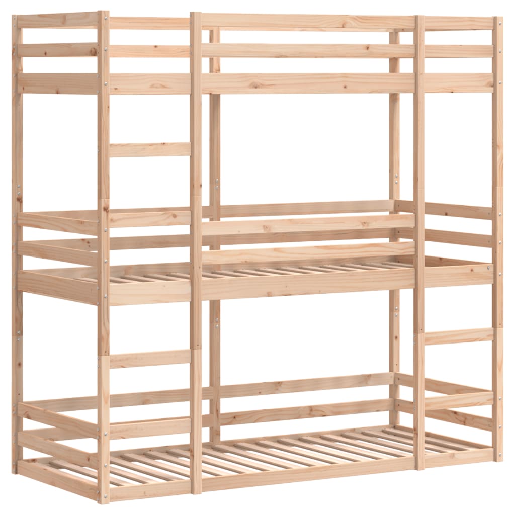 Bunk triple litera 90x190 cm de madera de pino sólido