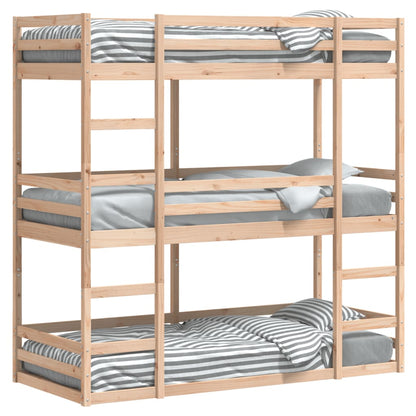 Bunk triple litera 90x190 cm de madera de pino sólido