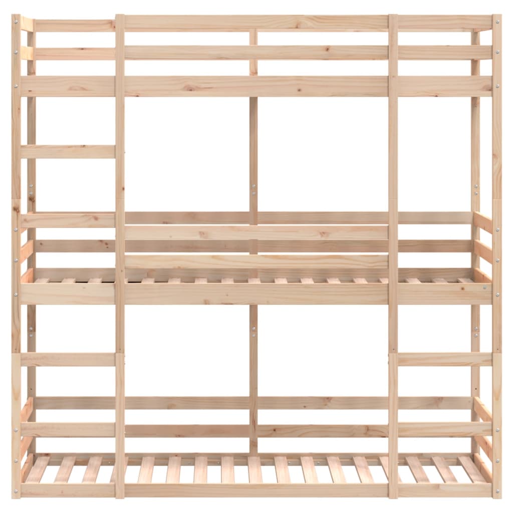 Bunk triple litera 90x190 cm de madera de pino sólido