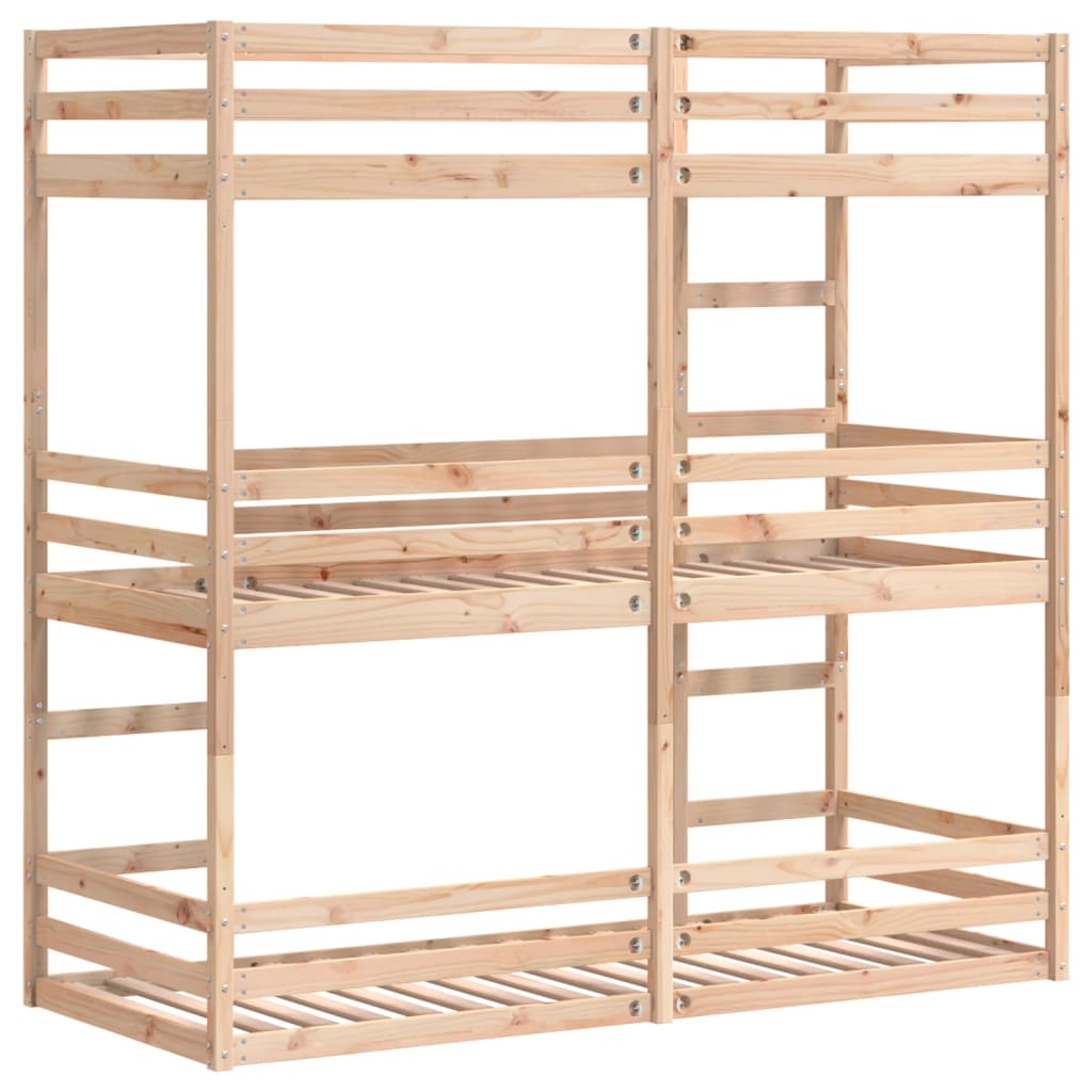 Bunk triple litera 90x190 cm de madera de pino sólido