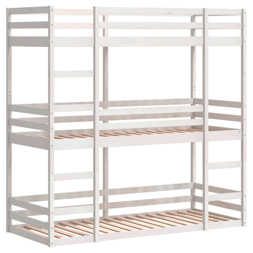 Bunk triple litera 90x190 cm de madera de pino sólido