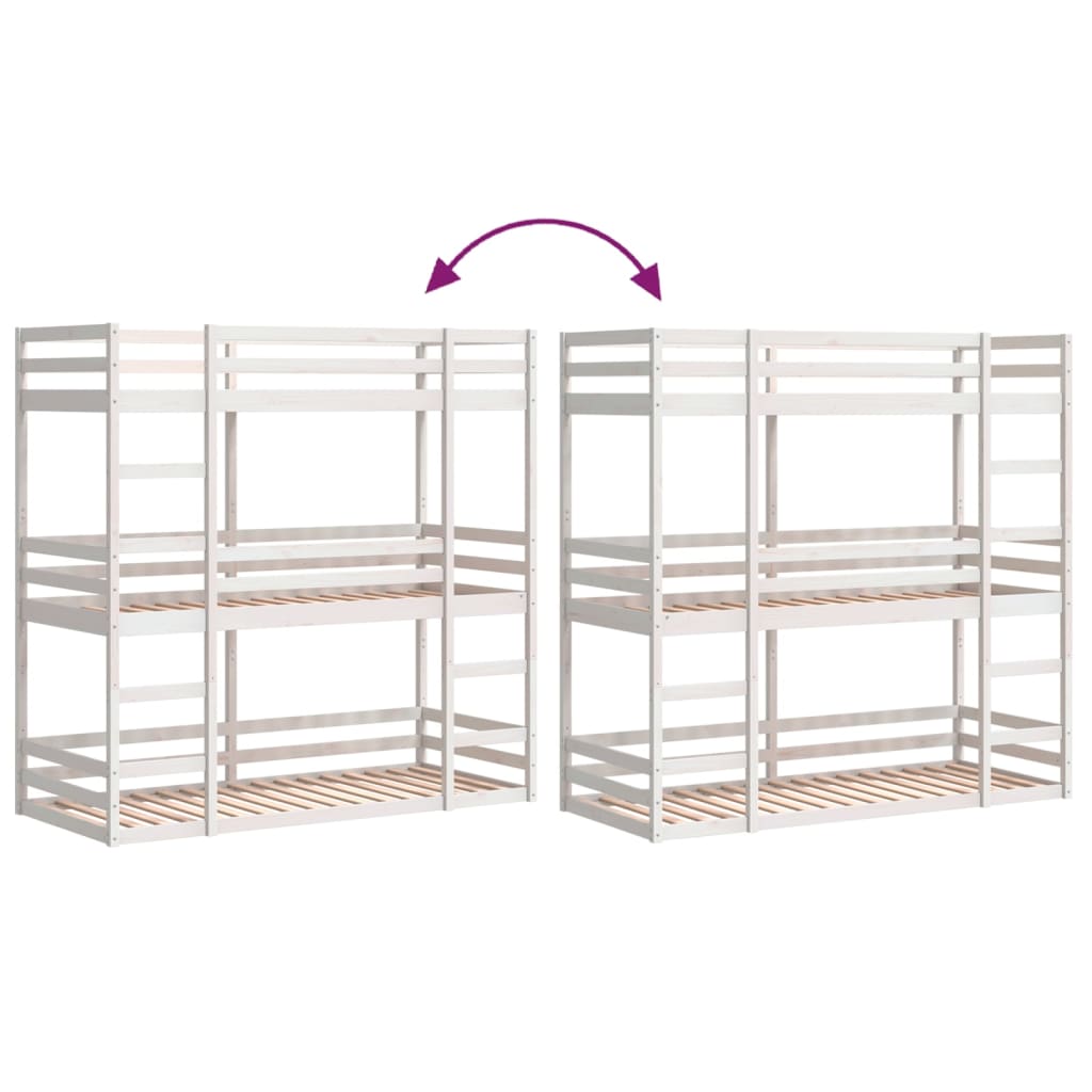 Triple bunk bed 90x190 cm Solid pine wood