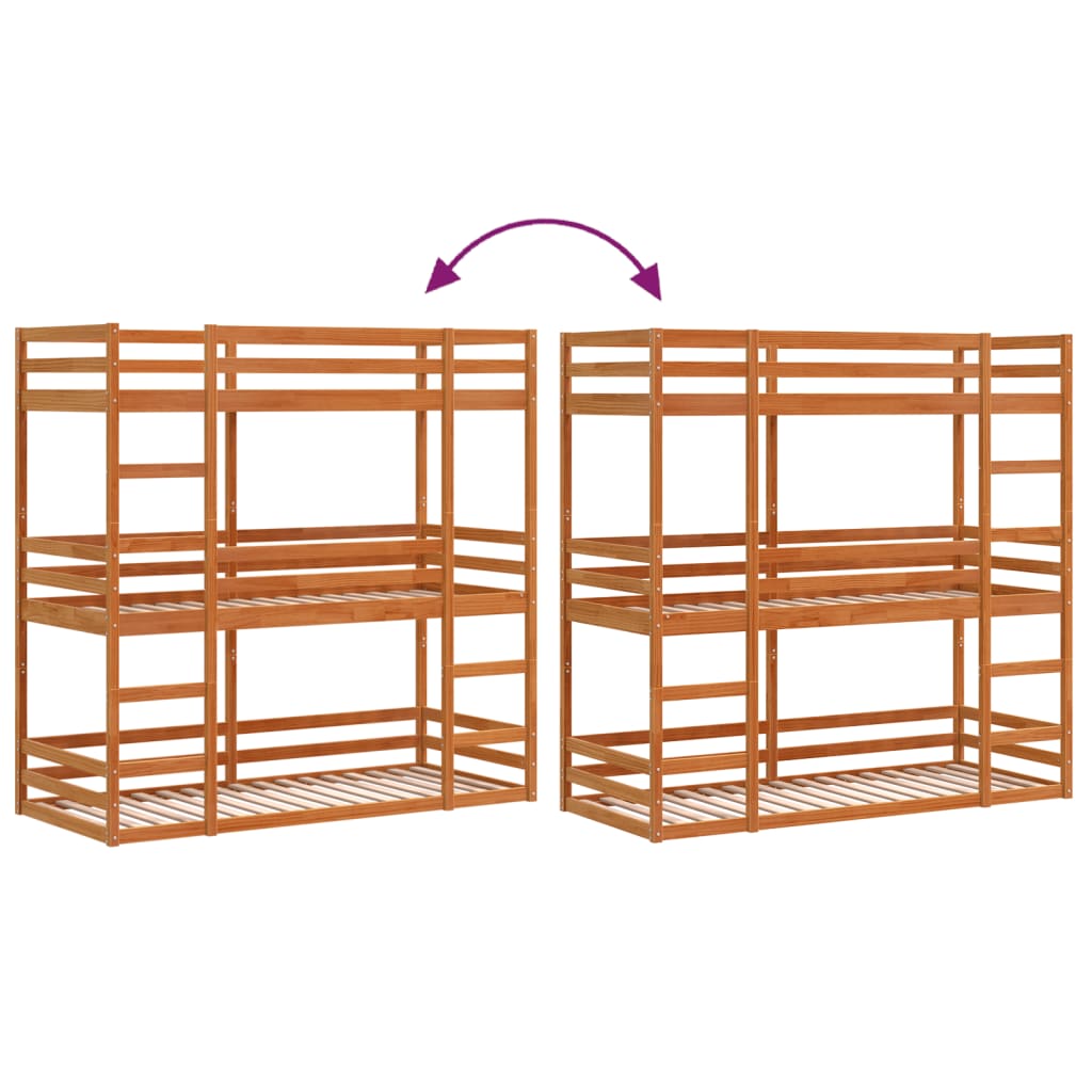 Triple bunk bed 90x190 cm Solid pine wood