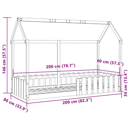 Children's bed frame 70x140cm solid pine wood