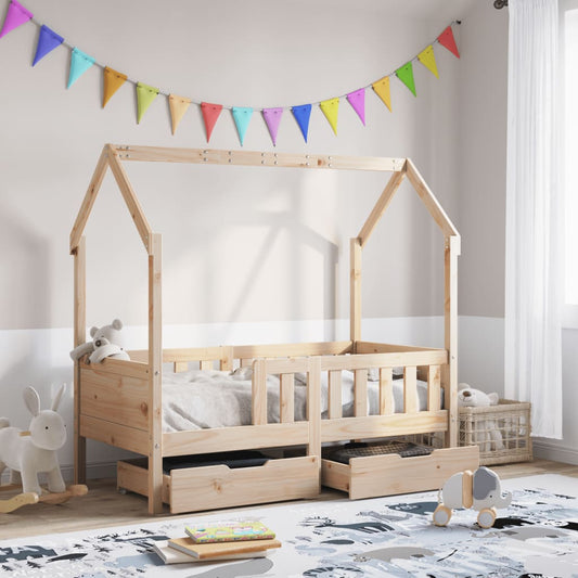 Cama y cajones para niños 90x190 cm de madera de pino sólido