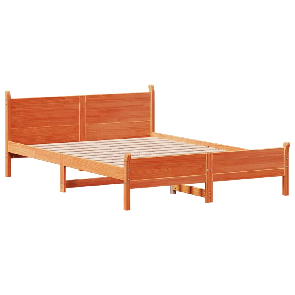 Bed frame without brown wax mattress 90x190 cm solid pine wood