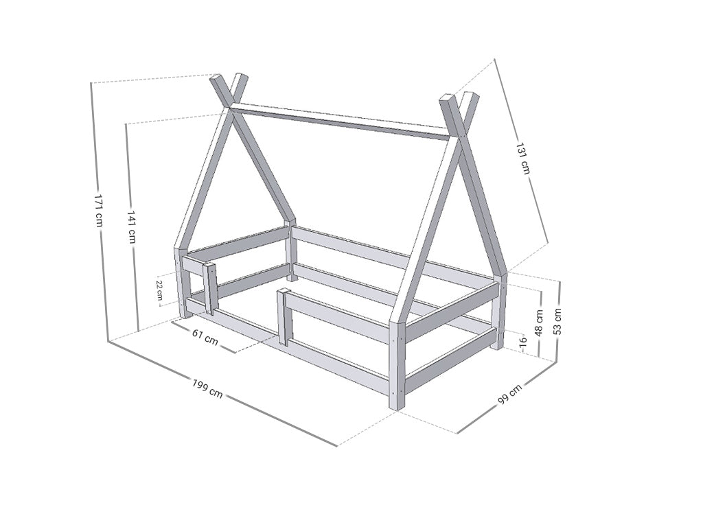 Lit enfant tipi avec barrières NAKANA