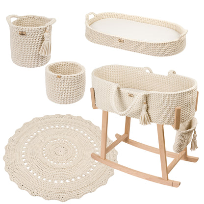 Crochet baby changing basket with mattress