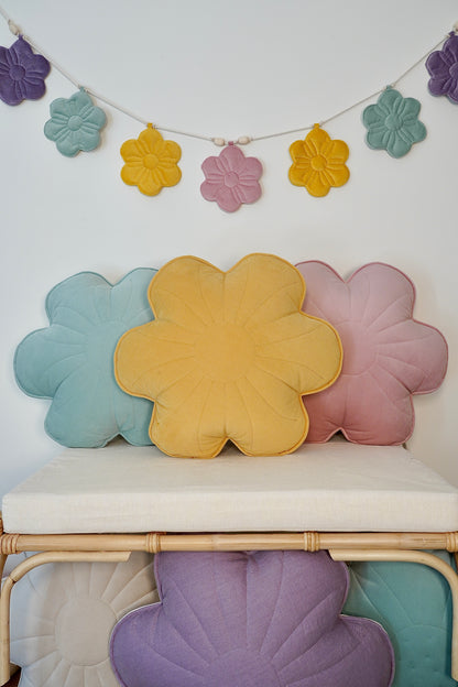 Coussin décoratif Fleur en Velours ou Lin différents coloris