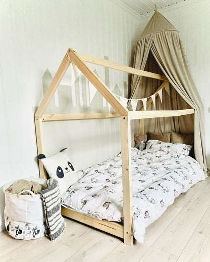 Solid pine wood child bed frame 90 x 200 cm