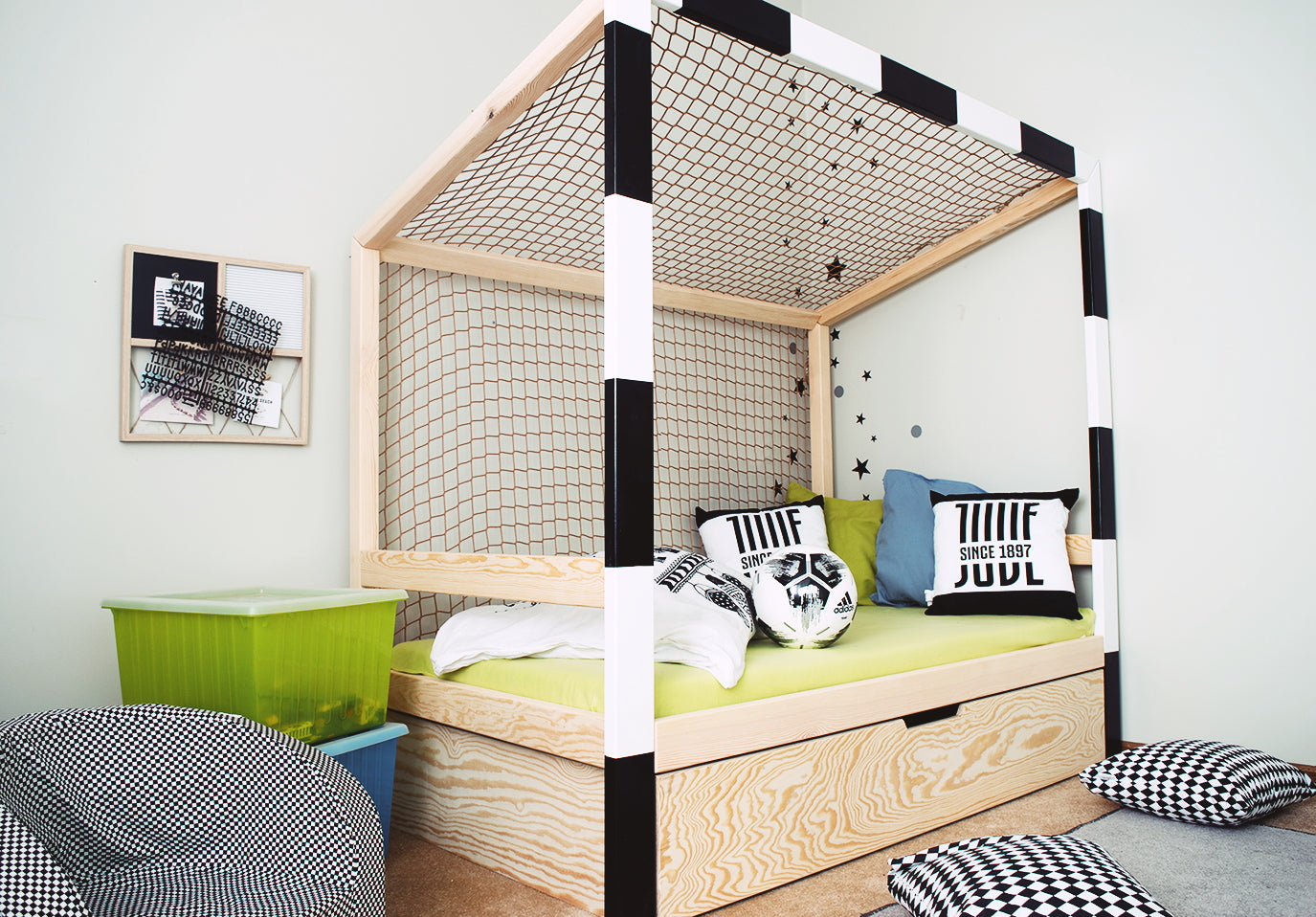 Football Cage Toddler Bed with Drawer