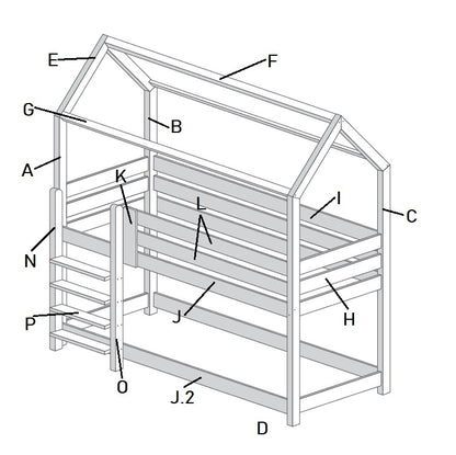 Kit para transformar um leito de cabine mia com barreiras em uma altura do mezanino na cabana 55 ou 70cm