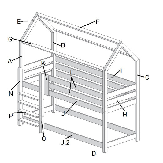 Kit to enhance a mia mezzanine cabin bed height 55 or 70cm in height 90cm or 100cm