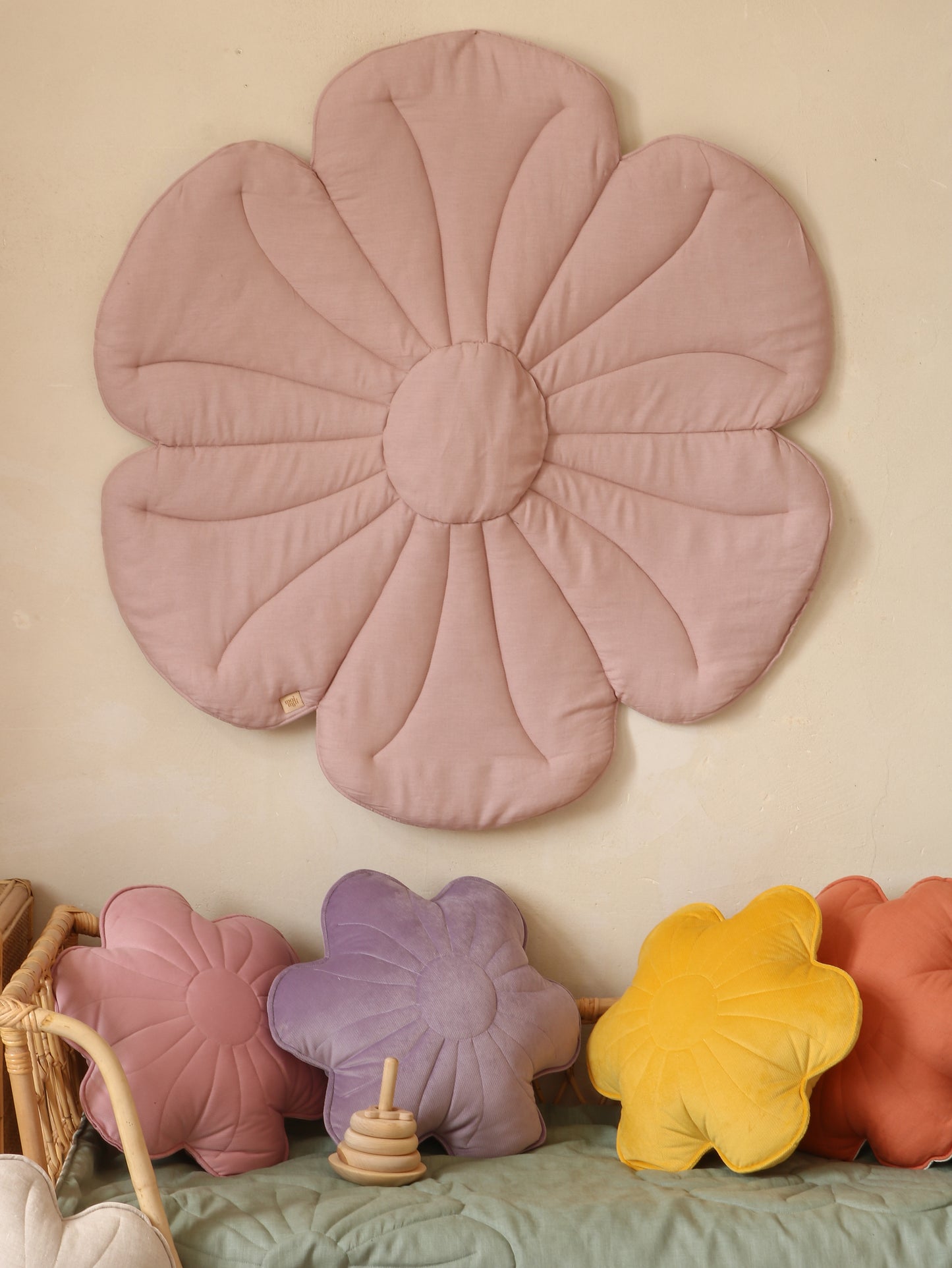 Coussin décoratif Fleur en Velours ou Lin différents coloris