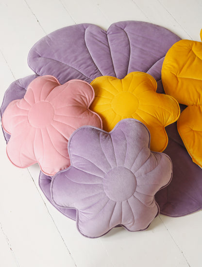 Coussin décoratif Fleur en Velours ou Lin différents coloris