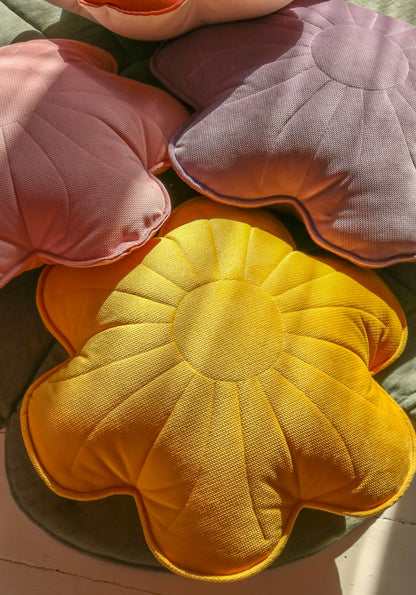 Coussin décoratif Fleur en Velours ou Lin différents coloris