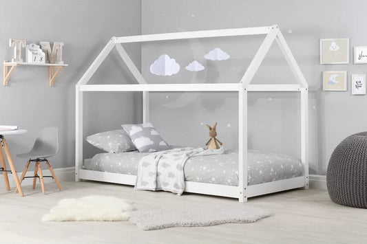 Solid pine wood white bed frame 90 x 200 cm